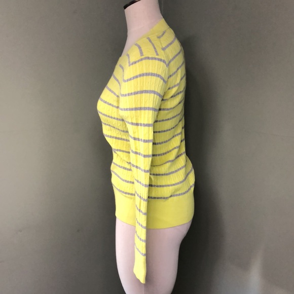Banana Republic Sweater Ribbed Yellow Stripe Cotton Rayon Small EUC - Picture 4 of 8